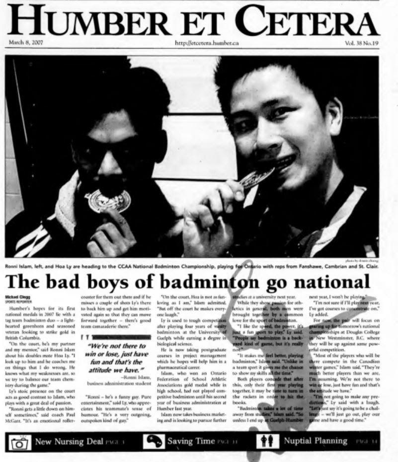 Screencap of article titled the Bad Boys of Badminton Go National