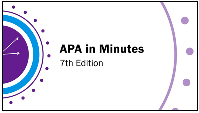 Thumbnail that says APA in Minutes 7th Edition