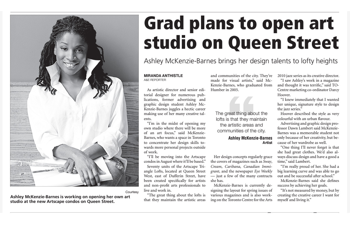 Newspaper article clip with "Grad plans to open a studio" title